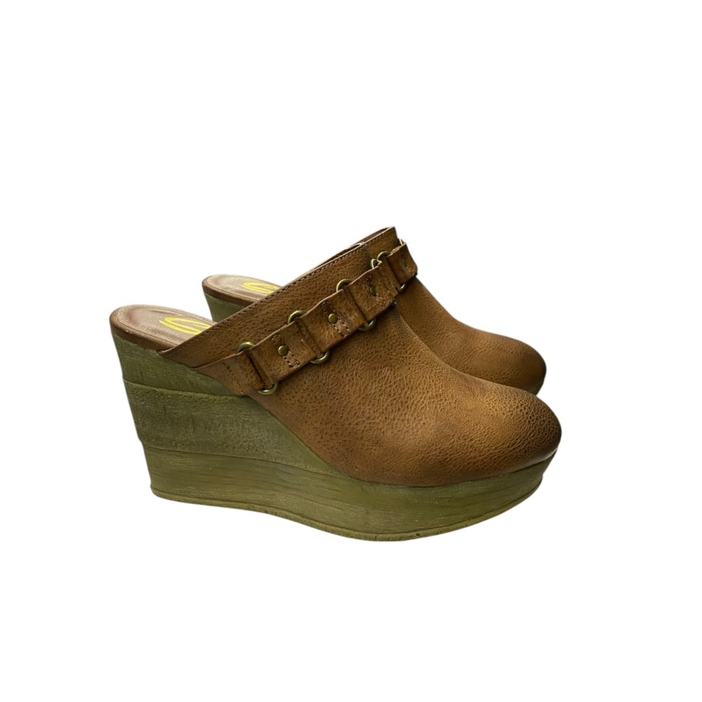 Sbicca Vintage Collection Brown Wedge Clog Close Toe Boho Womens Size 9